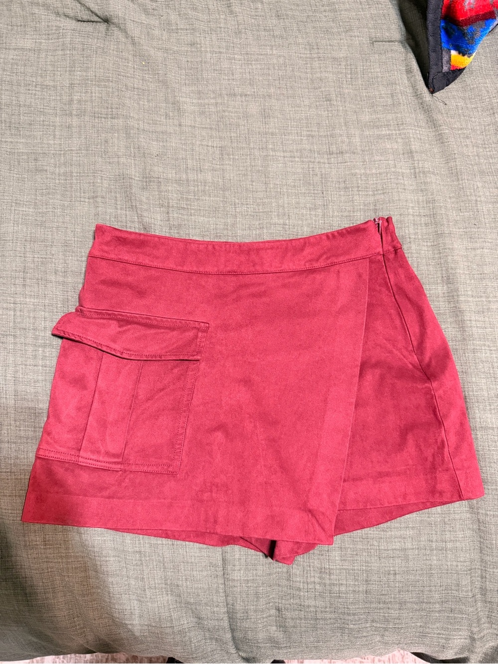 Size M Zara Maroon (Faux Suede) Skort